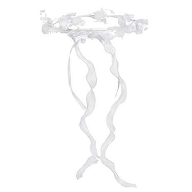 Imagem de Darice VL6301 Chapéu feminino com acabamento de coroa e flores de rosa e lírio, branco