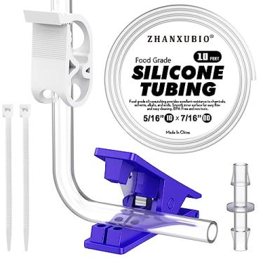 Imagem de ZHANXUBIO Tubo de silicone, tubo de silicone de grau alimentício, tubulação de aquário, tubo de irrigação por gotejamento, tubo de mangueira de silicone puro de alta temperatura para fabricação de vinho caseiro (5/16" x 7/16"-8x11mm, 3 metros)