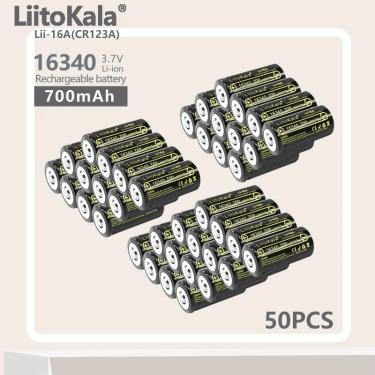 Imagem de CR123A 50PCS LiitoKala Lii-16A Li-ion 16340 Bateria Recarregável Baterias 3.7V CR123 para Caneta