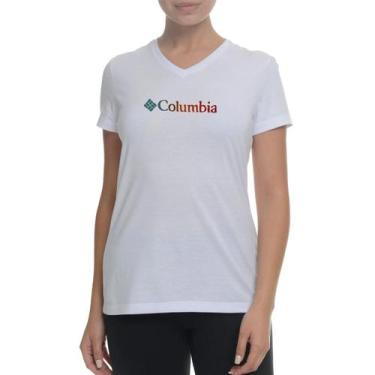 Imagem de Camiseta Columbia Sun Trek Gra - Feminino - Branco+Laranja+Vermelho