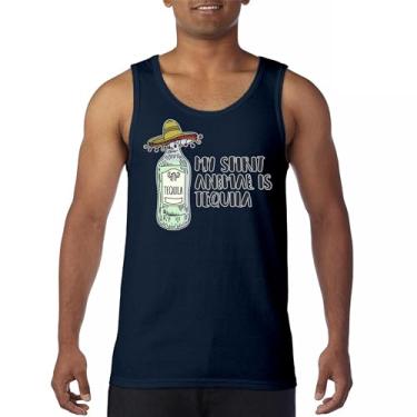 Imagem de Camiseta regata masculina My Spirit Animal is Tequila Five de Mayo Party Drinking, Azul-marinho, XG