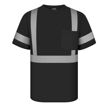 Imagem de TCCFCCT Camisetas Hi Vis para homens classe 3 camisas de alta visibilidade com mangas curtas, camisas refletivas de segurança para homens e mulheres, camisas de trabalho de construção duráveis,