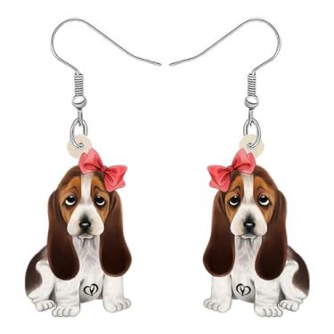 Imagem de DALANE Brincos de acrílico fofo anime Basset Hound com pingente de gota para filhotes, joias para mulheres, meninas, crianças, amantes de cães, pingentes, presentes para decoração de festa, Medium,