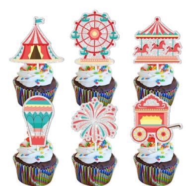 Imagem de S-Cp-0004 Sorvete de Frutas Sobremesa Cupcake Topo Colorido Glitter Feliz Aniversário Tema Pop Tema Decoração Suprimentos Chá de Bebê Meninos Meninas Decorações de Festa de Aniversário