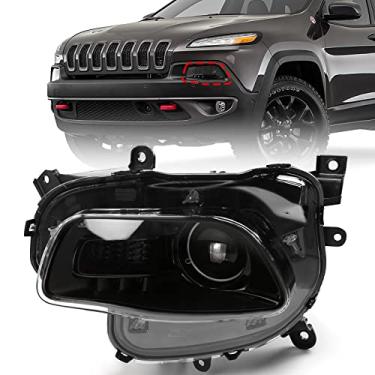 Imagem de FIONE Conjunto de farol Xenon HID modelo apenas compatível com Jeep Cherokee 2014-2018 com caixa preta lado esquerdo do motorista LH 68102849AG CH2502250