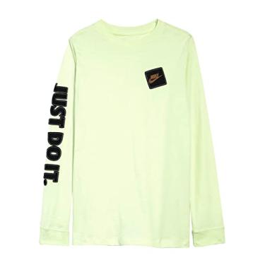 Imagem de Nike Camiseta esportiva de manga comprida para meninos grandes, Lime Ice, XG