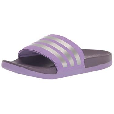 Imagem de adidas Sandália infantil unissex Adilette Comfort Slide, Violet Fusion/Matte Silver/Shadow Violet, 1 Little Kid