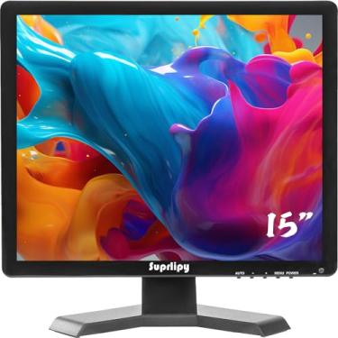Imagem de Suprlipy 15 "TFT LCD CCTV Monitor 1024x768 4:3 Resolução Tela colorida Suporte HDMI/VGA/AV/BNC/MIC Portas USB com controle remoto Alto-falantes integrados para monitor de segurança
