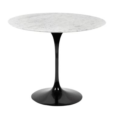 Imagem de Mesa De Jantar Saarinen Oval 137x90 Cm Mármore Carrara Base Preta