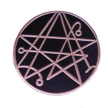 Imagem de Broche esmaltado H.P. Lovecraft Cthulhu Necronomicon Simon Star Sigil Grimoire 2,8 cm, 1.1 Inch tall, Metal, Metal