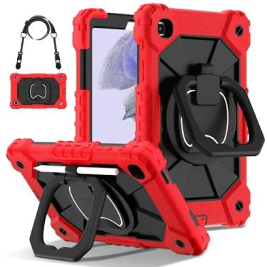 Imagem de Capa protetora para tablet Samsung Tab para A9 Plus de 11 polegadas, à prova de choque, com suporte giratório de 360° e alça de ombro infantil (vermelho e preto, para A9 Plus 11 polegadas)