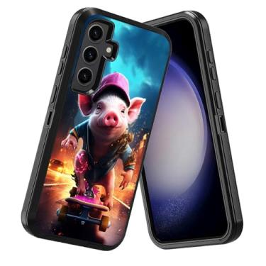 Imagem de DEHJYYIJUY Capa para Galaxy S24+/S24 Plus, à prova de choque à prova de poeira/queda, 3 camadas, resistente, capa protetora robusta para Samsung Galaxy S24 Plus 5G (6,7 polegadas, 2024), porco fofo