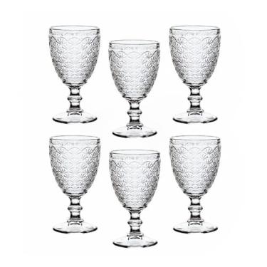 Imagem de JOGO DE TAÇA DE VIDRO ALTO RELEVO COM 6 PEÇAS 300ML