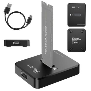 Imagem de AMZPILOT Estação de ancoragem M.2 NVMe e SATA para USB C, adaptador de leitor M.2 SSD para USB A C para M.2 (chave M, chave B+M) NVMe e SATA NGFF SSD Dock, tamanho para 2280 2260 2242 2230 22110 gabinete - plástico