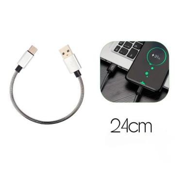 Imagem de Cabo De Dados Curto Metálico 24cm AGold CB25 - Alphagold, Micro USB