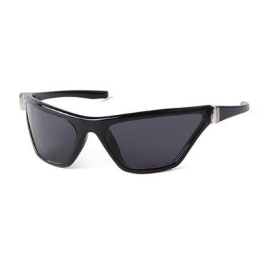 Imagem de JRLLFD Óculos de sol esportivo espelhado vermelho punk masculino, óculos de sol à prova de vento com armação para ciclismo ao ar livre, filme de sol masculino uv400, c1, tamanho único