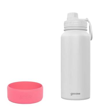 Imagem de Gocase Kit de Garrafa Térmica Para Água Fresh 950ml + Base de Silicone (Branco & Melancia)
