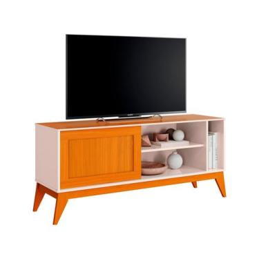 Imagem de Rack para TV até 55" 1 Porta EDN Móveis Aruba, Off White e Cedro