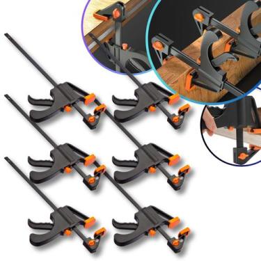Imagem de Kit 6 Grampo Sargento Aperto Rápido Marceneiro Garra 265mm - MTX