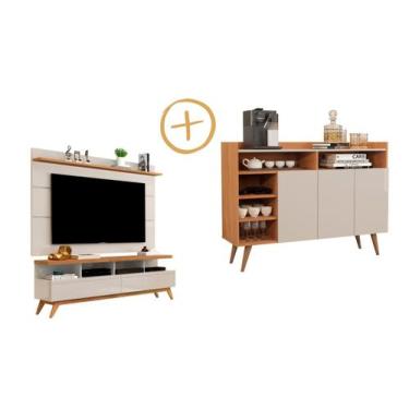 Imagem de Sala Completa Rack e Painel para TV 65" Vivare Wood 1.6 e Buffet Apara