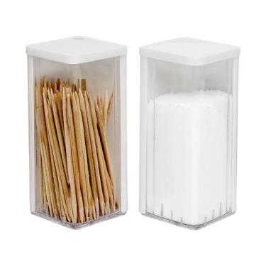 Imagem de Kit Saleiro + Paliteiro Branco E Transparente 8X3,5Cm 1407 - Jaguar