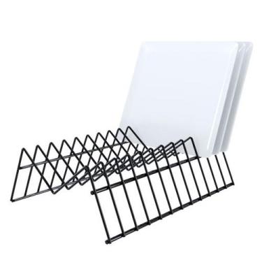 Imagem de Suporte De Pratos Escorredor E Organizador Cozinha Di Carlo, Preto