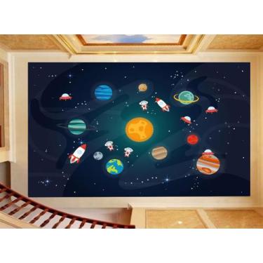 Imagem de Papel De Teto Céu Espaço Estrelas Planetas 3,5M Rof84 - Você Decora