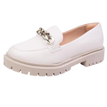 Imagem de Sapato Mocassim Tratorado Feminino - ZATURE STORE, Off white, Branco, 
