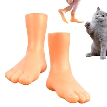 Imagem de Fantoches de dedo de pés, Fantoches de dedo de pés minúsculos, Brinquedos engraçados para provocar gatos, 2 peças de pés minúsculos, pés pequenos para diversão, pés pequenos, dedos para crianças e adu