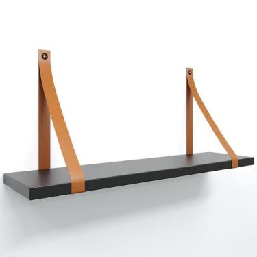 Imagem de Prateleira em MDF Preto 50x15cm com Alça - Lubrano, Caramelo