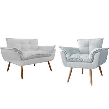 Imagem de Kit Namoradeira Sofá 02 lugares mais 01 Poltrona decorativa Opalla Pés