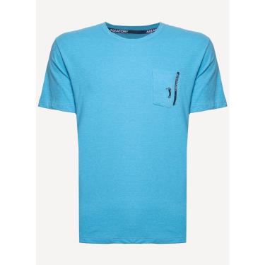 Imagem de Camiseta Aleatory Mescla Wave com Bolso Azul Claro-Masculino