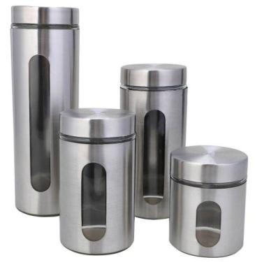 Imagem de Conjunto de Porta Mantimentos 4 Peças em Vidro e Inox Casual Home