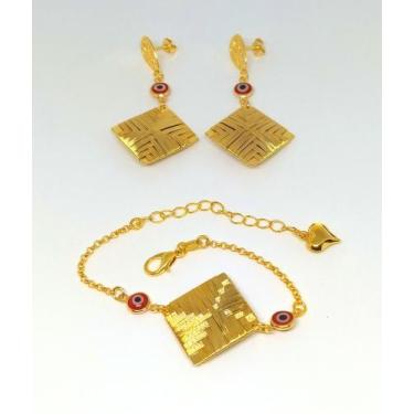 Imagem de Joias fabricadas manualmente banhadas a ouro18 k 1 ano de garantia - L