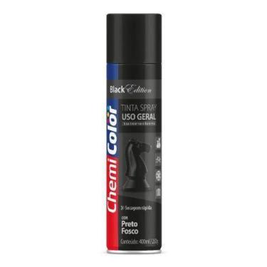 Imagem de Tinta spray uso geral secagem rápida preto fosco chemicolor