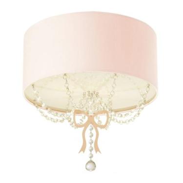 Imagem de Luminária Plafon Infantil Laço Cúpula Crú  30X15 2E27 - Tom Luz