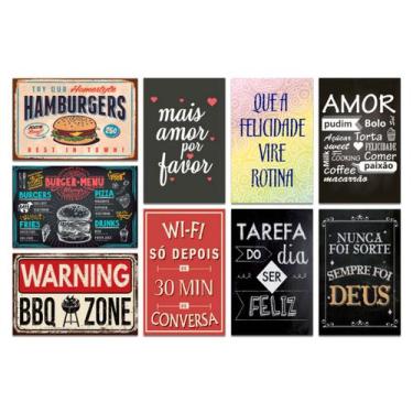 Imagem de Kit 10 Placas Decorativas Frases Cozinha Wifi Mdf 20x13 cm - Art Print