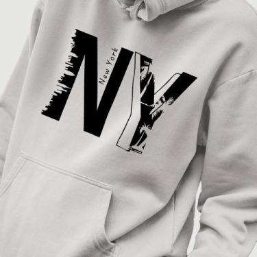 Imagem de Blusa Moletom Genuine Grit Masculina Estampada Algodão 30.1 NY, Cinza,