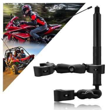 Imagem de HAFOKO Kit de montagem de braçadeira dupla para motocicleta com bastão de selfie invisível de 119 cm compatível com suporte de guidão de bicicleta para câmera resistente Insta 360 X5-X compatível com