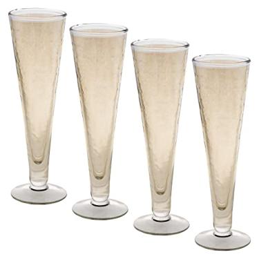 Imagem de Catalina Footed Champagne Flauta Âmbar Conjunto de Quatro