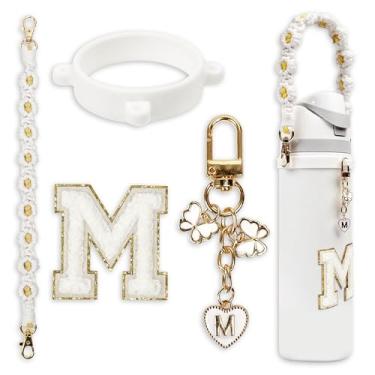 Imagem de Conjunto de pingentes de letras fofas compatível com garrafa de água Owala 680 g, 946 ml, 1,13 g, Owala Kids, copo de café Owala FreeSip – Inclui alça de alça, para acessórios Owala & Stanley Cup