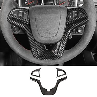 Imagem de RT-TCZ Kit de decoração de anel de cobertura de acabamento de volante, acessórios internos para Chevrolet Camaro 2012 2013 2014 2015, 3 peças
