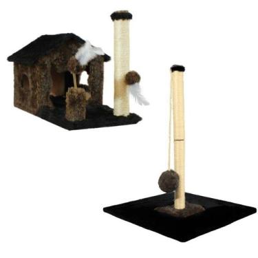 Imagem de Arranhador Para Gatos Com Sisal Poste G - Miupet , PRETO / CARAMELO