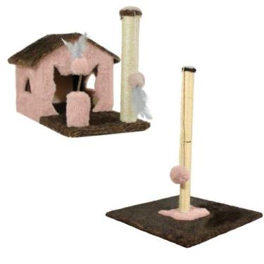 Imagem de Arranhador Para Gatos Com Sisal Poste G - Miupet , CARAMELO / ROSA PÓ