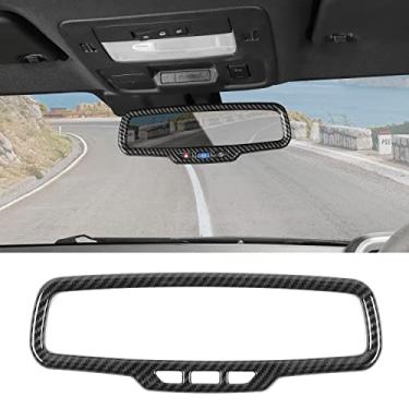 Imagem de Jimen Compatível com Chevrolet Camaro 2011-2015, capa de acabamento interior do espelho retrovisor do carro (fibra de carbono)