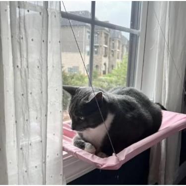 Imagem de Cama de Janela Suspensa Para Gato, Rede Cama, Cor Rosa e bege