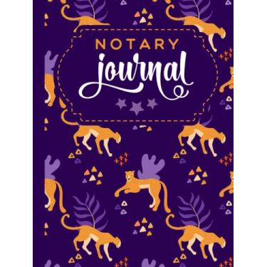 Imagem de Hardcover Notary Journal: 8.5x11 Large Notarial Logbook/With 200 Numbered Pages - Two Record Logs Per Page / 400 Records/Ledger Book Gift For Signing Agents/Cheetah Lover Pattern on Purple
