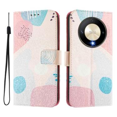 Imagem de Capa carteira para Honor Magic6 Lite, 3 compartimentos para cartão, 1 compartimento para dinheiro, capa flip de couro PU com padrão fofo, capa com fivela magnética à prova de choque, compatível com