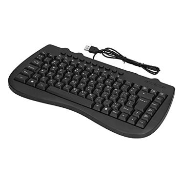 Imagem de Teclado de PC, pequeno teclado USB de plástico durável portátil ergonomicamente ajustável para laptop para computadores de mesa(árabe)