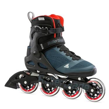 Imagem de Rollerblade Patins em linha Macroblade 90 masculino adulto fitness, azul Orion/laranja picante, patins de desempenho em linha